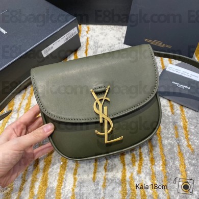 saint laurent kaia small satchel in calfskin 619740 army green(original quality)