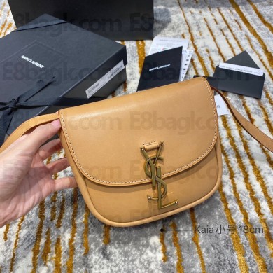 saint laurent kaia small satchel in calfskin 619740 apricot(original quality)