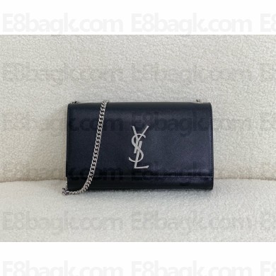 Saint Laurent Kate Medium Bag In sheepskin black with silver hardware 2024(original quality)
