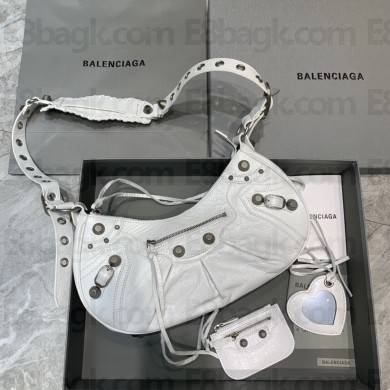 Balenciaga WOMEN'S LE CAGOLE SMALL SHOULDER BAG IN white