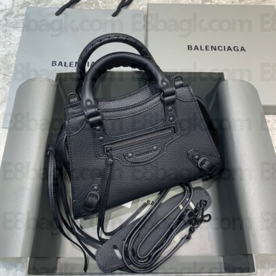 Balenciaga so Black Neo Classic mini Top Handle Bag in grained calfskin 2021