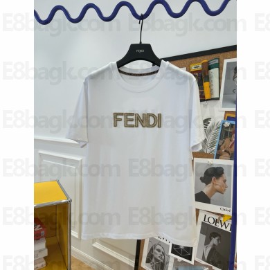 FENDI White LOGO Cotton T-Shirt 2024