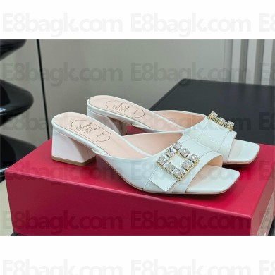 RV Très Vivier Strass Buckle Mules in Patent Leather white 2024