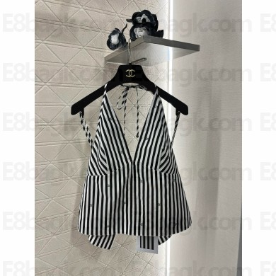Chanel Printed Cotton Voile White & Black top P76212 2024