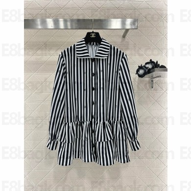Chanel Printed Cotton Voile White & Black dress P76212 2024