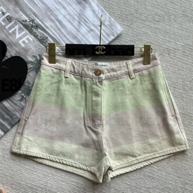 Chanel Printed Denim Light Pink, Light Yellow & Light Blue shorts P76234 2024