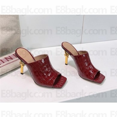Bottega Veneta Heel 9.5cm knot Mules in Alligator pattern leather red 2024