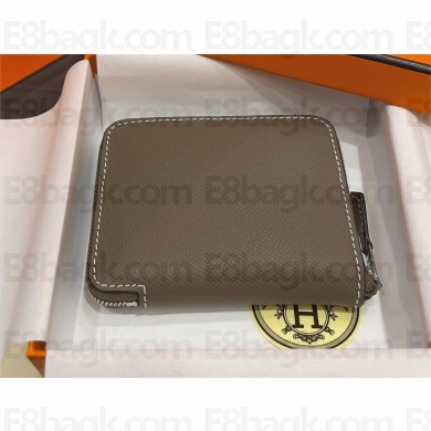 HERMES SILK'IN COMPACT WALLET IN ORIGINAL EPSOM LEATHER ELEPHANT GRAY 2023