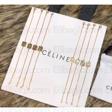 Celine Alphabet Brass Bracelet