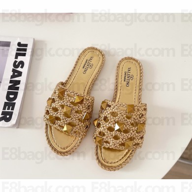 valentino mesh and rockstud sandals gold 2022