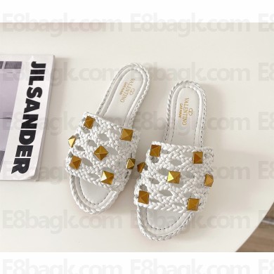 valentino mesh and rockstud sandals white 2022