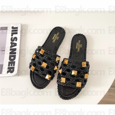 valentino mesh and rockstud sandals black 2022