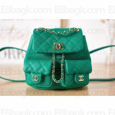 Chanel Small Backpack in Grained Shiny Calfskin AS3787 green 2023