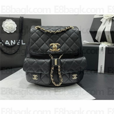 Chanel Small Backpack in Grained Shiny Calfskin AS3787 black 2023