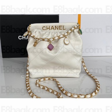 Chanel Small Bucket Bag in Lambskin, Resin AS3793 white 2023