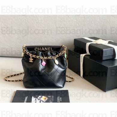 Chanel Small Bucket Bag in Lambskin, Resin AS3793 black 2023