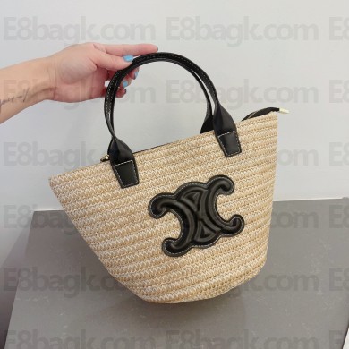 CELINE raffia TRIOMPHE tote bag black 2023
