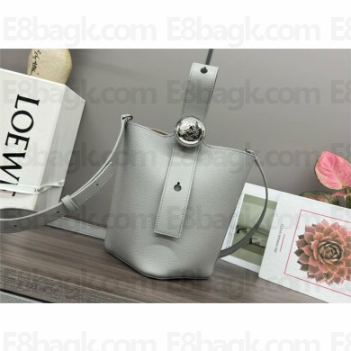 loewe mini Pebble Bucket bag in soft grained calfskin gray 2024