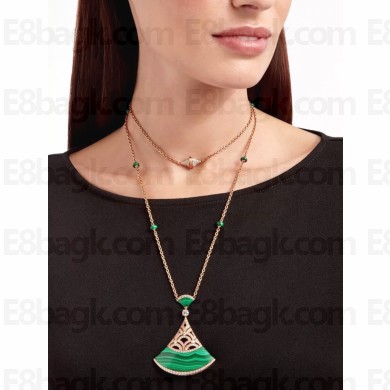 BVLGARI DIVAS’ DREAM LONG NECKLACE PINK GOLD/GREEN