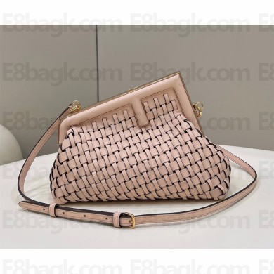 Fendi First Small pink braided leather bag 2022