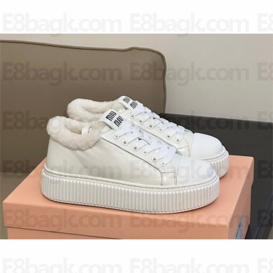 Miu Miu white Bleached leather sneakers 5E892D 2023