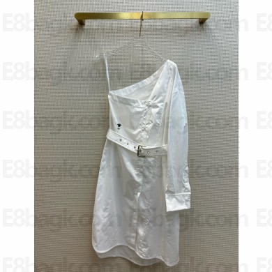 dior white Cotton Poplin Asymmetric Shirt 2024