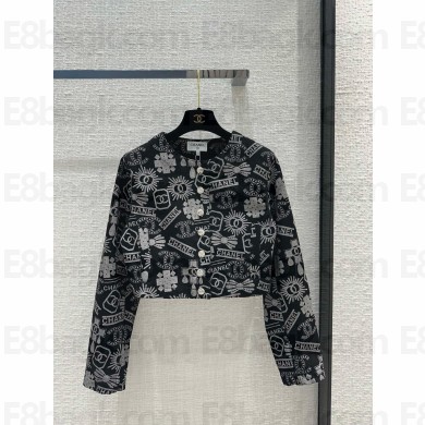 CHANEL Embroidered Velvet Black, White & Silver jacket P74349 2023