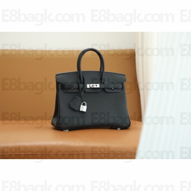 Hermes Birkin 25 In Original togo Leather black with silver Hardware (Full Handmade)