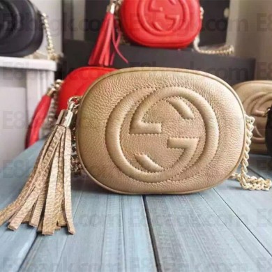 Gucci Soho leather mini chain bag 353965 Beige
