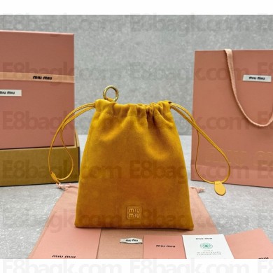 Miu Miu suede leather Duchesse pouch 5NG010 Sunny Yellow  2024