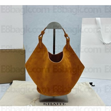 Khaite Lotus mini Calfskin suede tote Caramel  2024