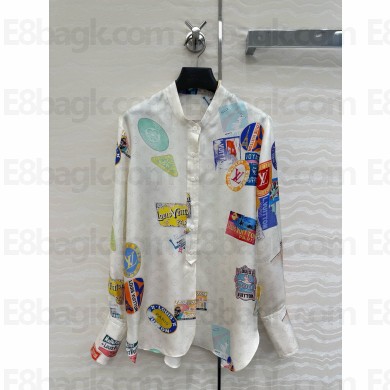 LOUIS VUITTON WHITE Mahina Patch SILK SHIRT 2025