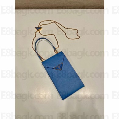 prada Saffiano leather mini-bag 1BP050 BLUE 2023