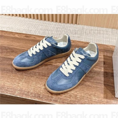 Maison Margiela Replica leather and suede sneakers navy blue 2024