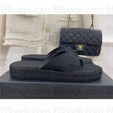 Chanel CC LOGO FLIP-FLOPS BLACK 2023 SS