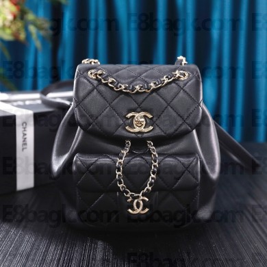 chanel mini sheepskin duma backpack BLACK AS2908
