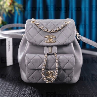 chanel mini sheepskin duma backpack gray AS2908