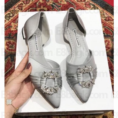 Manolo Blahnik Crystal Satin Flat Shoes Gary 2018