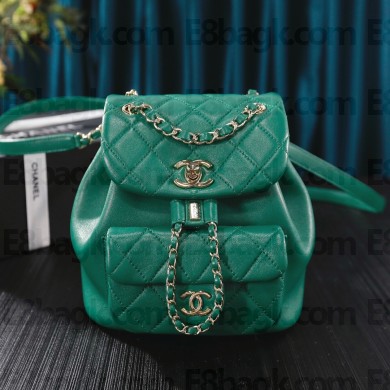 chanel mini sheepskin duma backpack green AS2908