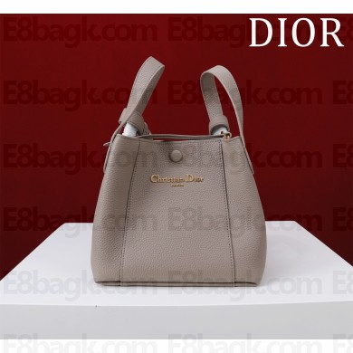 DIOR Medium Signature Bucket Bag IN GRAY Grained Calfskin 2025