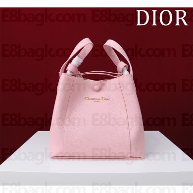 DIOR small Signature Bucket Bag IN pink Grained Calfskin 2025