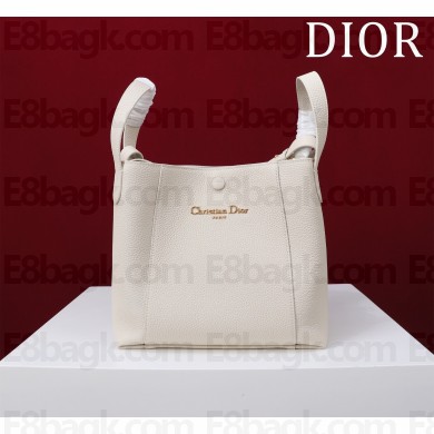 DIOR small Signature Bucket Bag IN white Grained Calfskin 2025