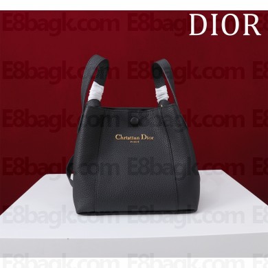DIOR small Signature Bucket Bag IN Black Grained Calfskin 2025
