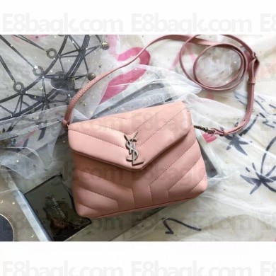 Saint Laurent Loulou Toy Bag in Matelassé "y" Leather 467072 pink/silver