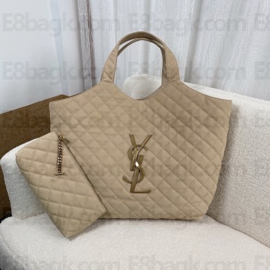 SAINT LAURENT icare maxi shopping bag in quilted nubuck suede beige 698651 (ORIGINAL QUALITY)