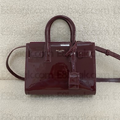 saint laurent nano sac de jour in patent leather burgundy(original quality)
