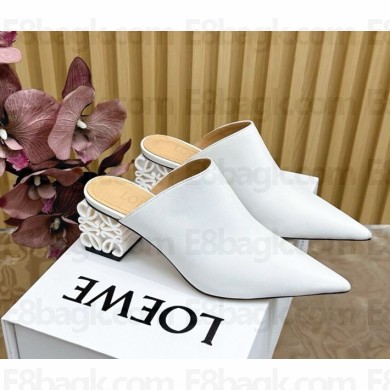 Loewe Anagram heel 4.5cm calfskin mule in white 1111-2024