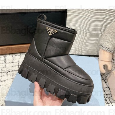 Prada platform ankle boots in calfskin with shearling black 1111-2024