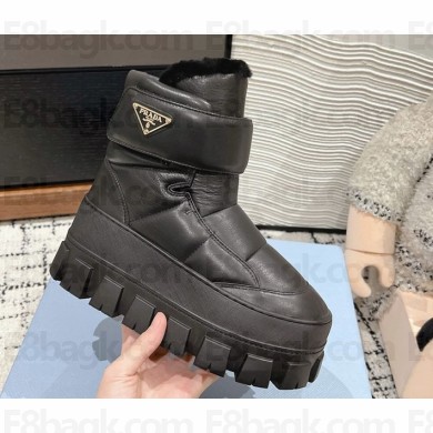 Prada platform ankle boots in calfskin with shearling black 1111-2024ss