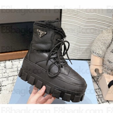 Prada platform ski boots in calfskin with shearling black 1111-2024